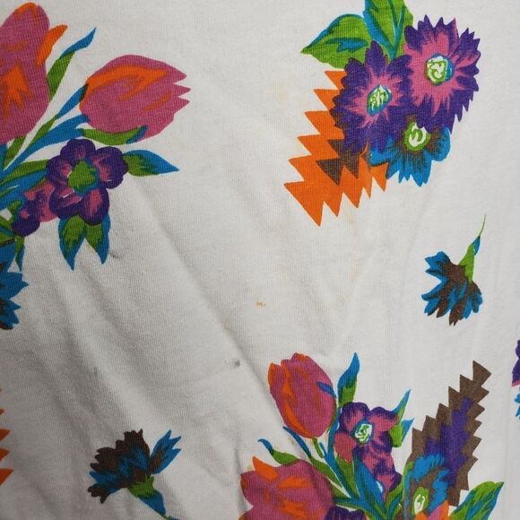 VINTAGE 90s floral southwestern crew neck tee shirt M - Picture 4 of 8